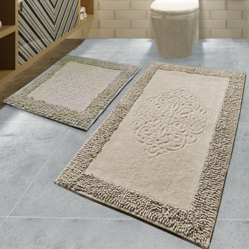 SET 2x Badezimmerteppich PIANTE 60/100 cm braun