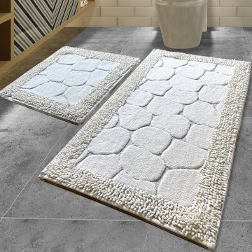 SET 2x Badezimmerteppich STONE 60/100 cm weiß