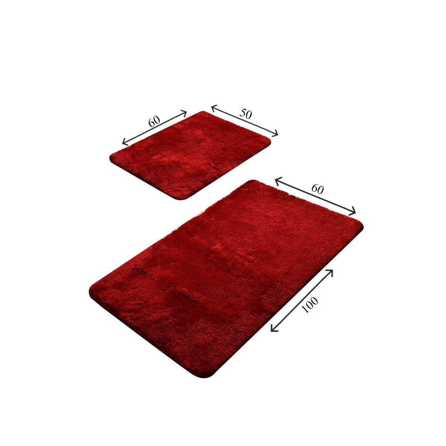 SET 2x Badezimmerteppich 60/100 cm Rot