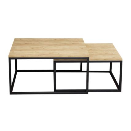 SET 2x Couchtisch DUAL golden Eiche/schwarz