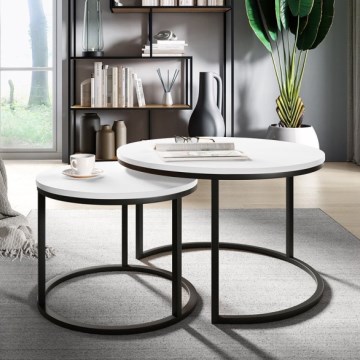 SET 2x Couchtisch RABEN schwarz/weiß