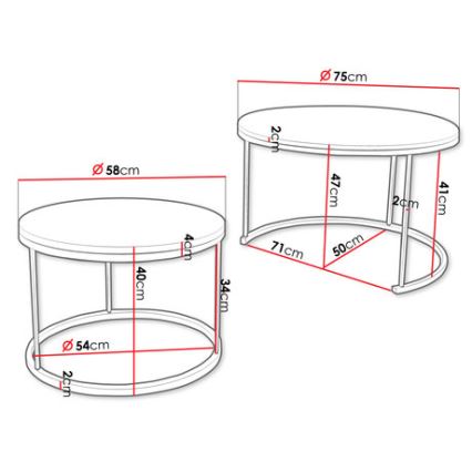 SET 2x Couchtisch RABEN schwarz/weiß