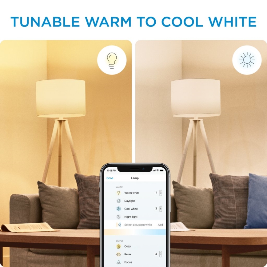 SET 2x Dimmbare LED-Glühbirne C37 E14/4,9W/230V 2700-6500K CRI 90 Wi-Fi - WiZ