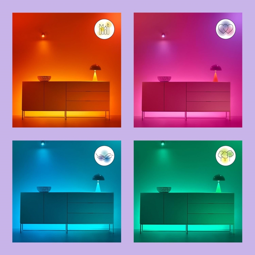 SET 2x Dimmbare LED-RGBW-Glühbirne C37 E14/4,9W/230V 2200-6500K Wi-Fi - WiZ