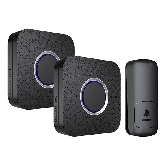 SET 2x Kabellose Steckdosen-Türklingel kinetisch 230V schwarz