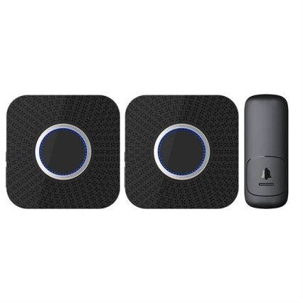 SET 2x Kabellose Steckdosen-Türklingel kinetisch 230V schwarz