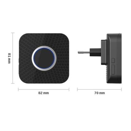 SET 2x Kabellose Steckdosen-Türklingel kinetisch 230V schwarz