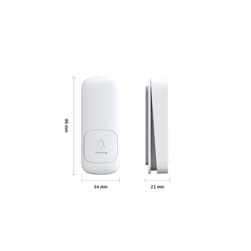 SET 2x Kabellose Steckdosen-Türklingel kinetisch 230V schwarz