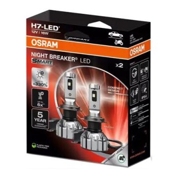 SET 2x LED Auto-Glühbirne NIGHT BREAKER H7 PX26d/16W/12V 6000K - Osram