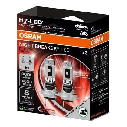 SET 2x LED Auto-Glühbirne NIGHT BREAKER H7 PX26d/16W/12V 6000K - Osram