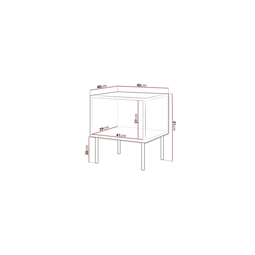 SET 2x Nachttisch CORTINA 51x45 cm schwarz / Walnuss Warnia