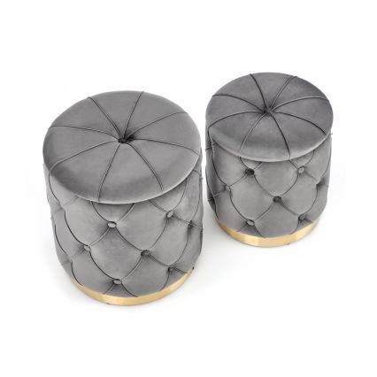 SET 2x Sitzhocker POLLY d 40/44 cm grau/golden