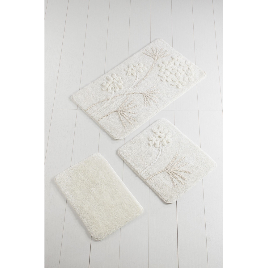 SET 3x Badezimmerteppich ORKIDE 60/60/100 cm beige
