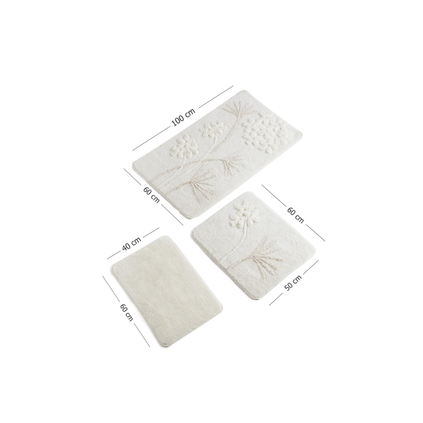 SET 3x Badezimmerteppich ORKIDE 60/60/100 cm beige
