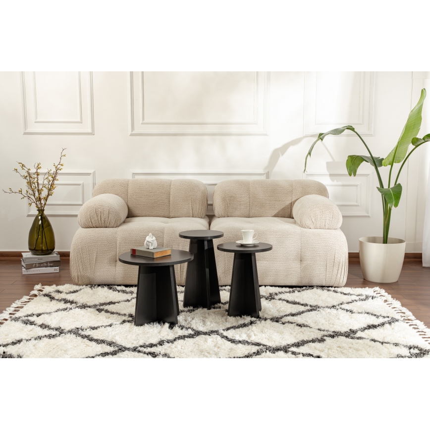 SET 3x Beistelltisch LUME Ø 28/33/43 cm schwarz