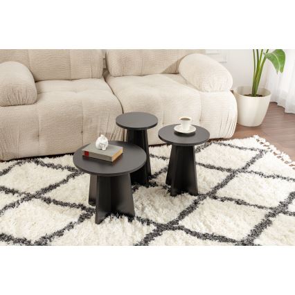 SET 3x Beistelltisch LUME Ø 28/33/43 cm schwarz