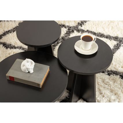 SET 3x Beistelltisch LUME Ø 28/33/43 cm schwarz