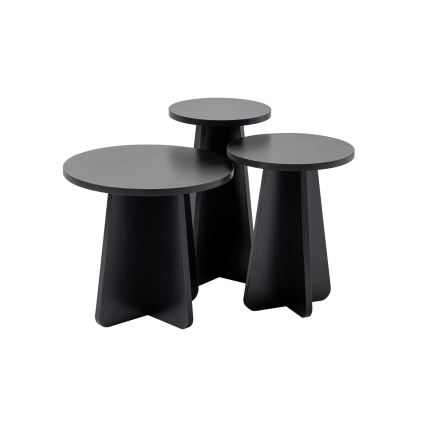 SET 3x Beistelltisch LUME Ø 28/33/43 cm schwarz