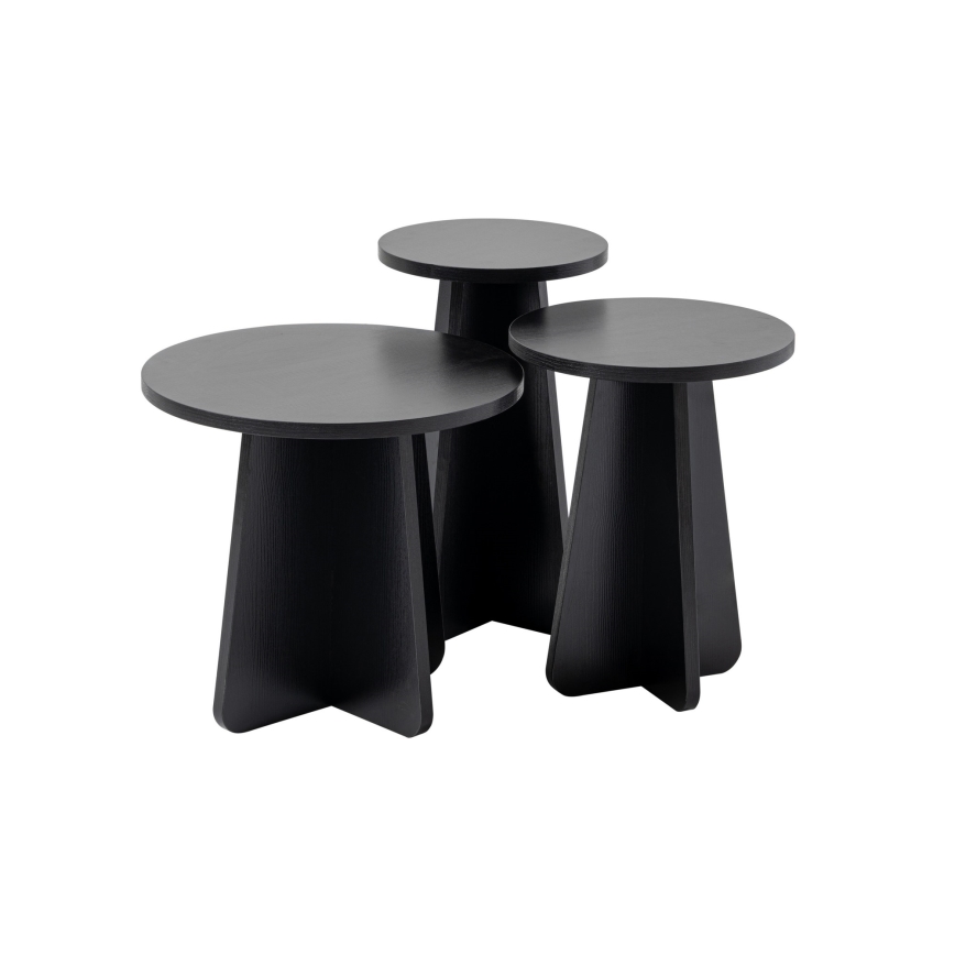 SET 3x Beistelltisch LUME Ø 28/33/43 cm schwarz