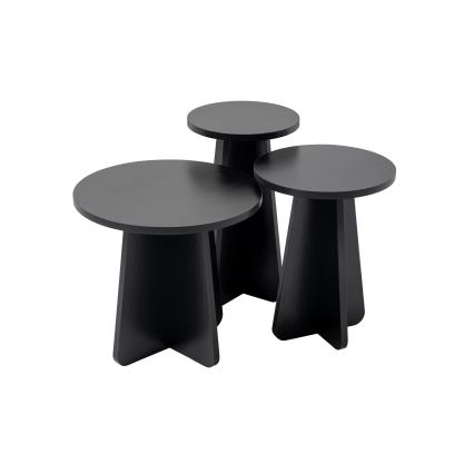 SET 3x Beistelltisch LUME Ø 28/33/43 cm schwarz