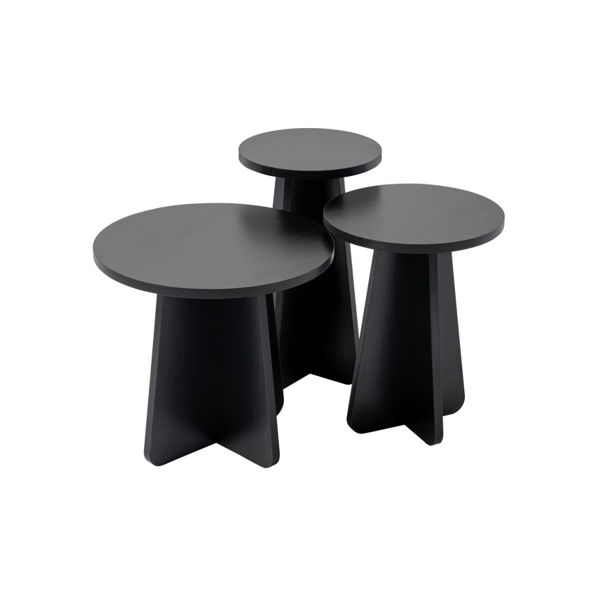 SET 3x Beistelltisch LUME Ø 28/33/43 cm schwarz