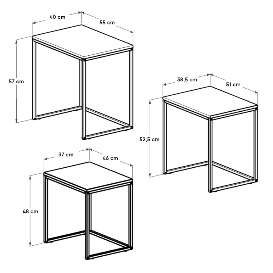 SET 3x Couchtisch Schwarz