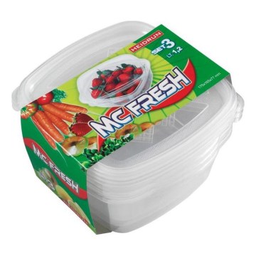SET 3x Lebensmittelbehälter 1,2 l klar