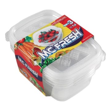 SET 3x Lebensmittelbehälter 1,2 l klar
