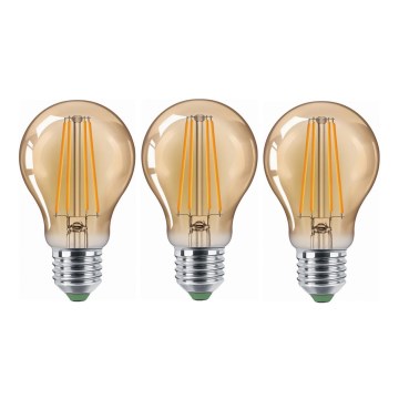SET 3x LED-Lampe CLASIC AMBER A60 E27/9W/230V 2200K - Brilagi