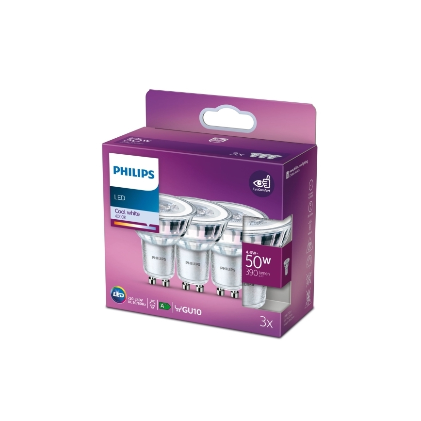SET 3x LED-Lampe Philips PAR16 GU10/4,6W/230V 4000K