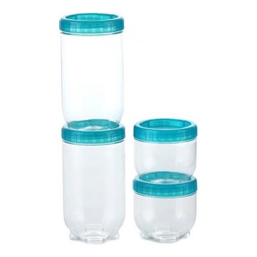 SET 4x Lebensmittelbehälter INTERLOCK türkisfarben/klar