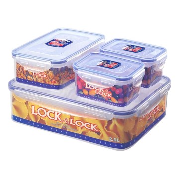 SET 4x Lebensmittelbehälter LOCK 0,47/1/3,9 l blau/klar