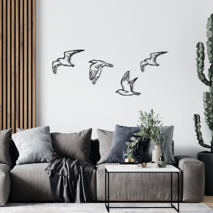 SET 4x Wanddekoration Vögel aus Metall