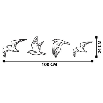 SET 4x Wanddekoration Vögel aus Metall