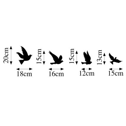 SET 4x Wanddekoration Vögel aus Metall