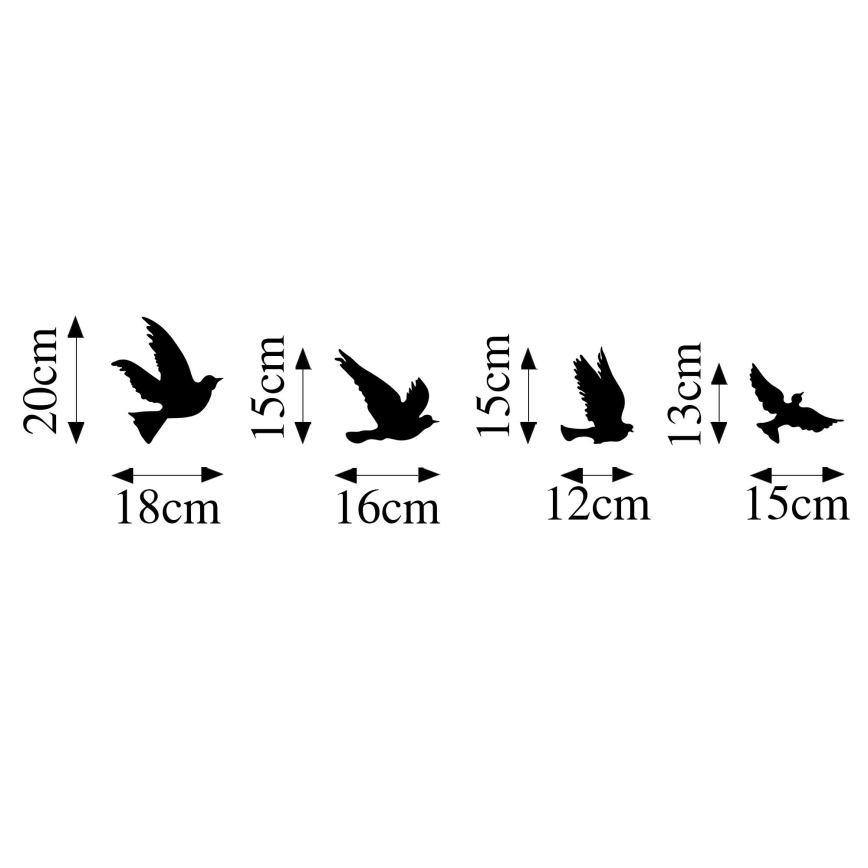 SET 4x Wanddekoration Vögel aus Metall