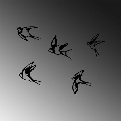 SET 5x Wanddekoration Vögel aus Metall