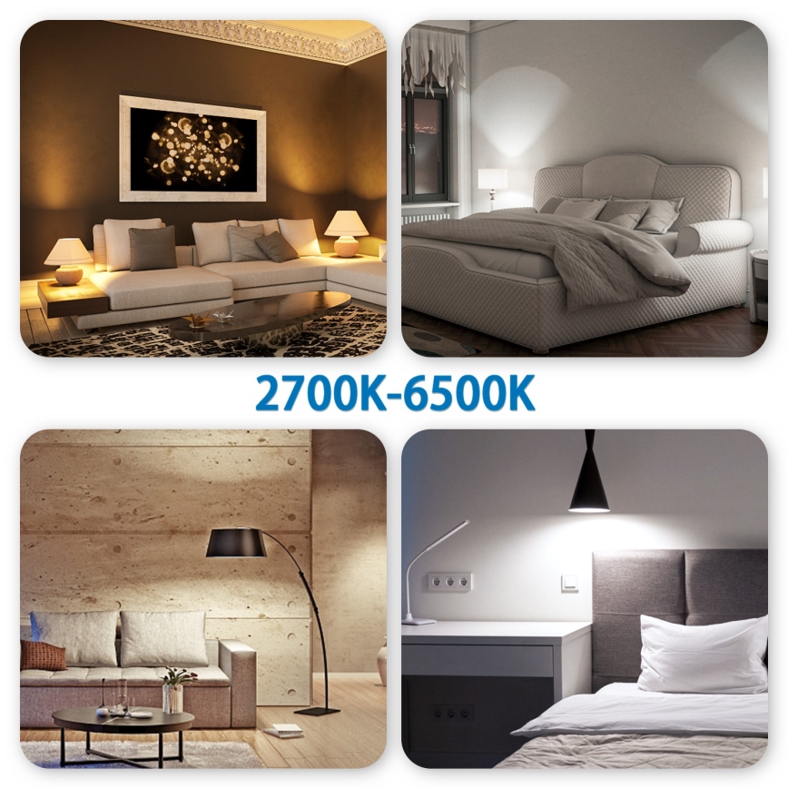 6er-Set LED RGBW dimmbare GU10/6,5W/230V 2700-6500K Wi-Fi - Aigostar