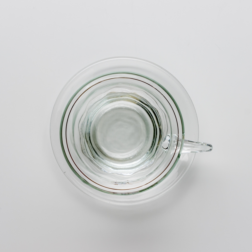 Set 6x Glastasse mit Untertasse klar Blumenstrauß Nr. 2