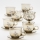 Set 6x Glastasse mit Untertasse und 1x Zuckerdose rauchig Blumenstrauß Nr. 4