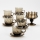 Set 6x Glastasse mit Untertasse und 1x Zuckerdose rauchig