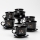 Set 6x Glastasse mit Untertasse und 1x Zuckerdose schwarz Blumenstrauß Nr. 1