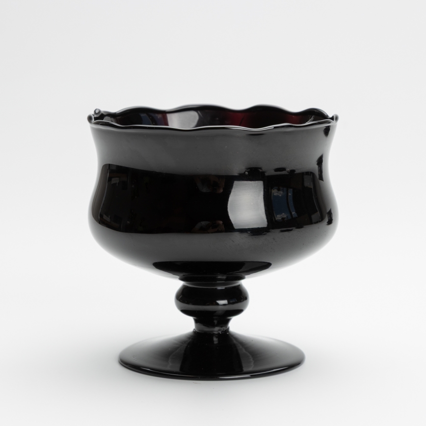Set 6x Glastasse mit Untertasse und 1x Zuckerdose schwarz Blumenstrauß Nr. 1