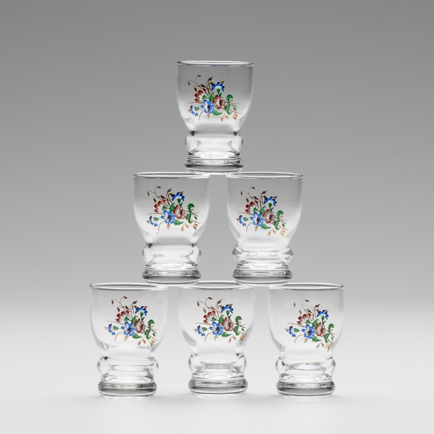Set 6x Likörglas klar - Blumenmuster Nr. 5