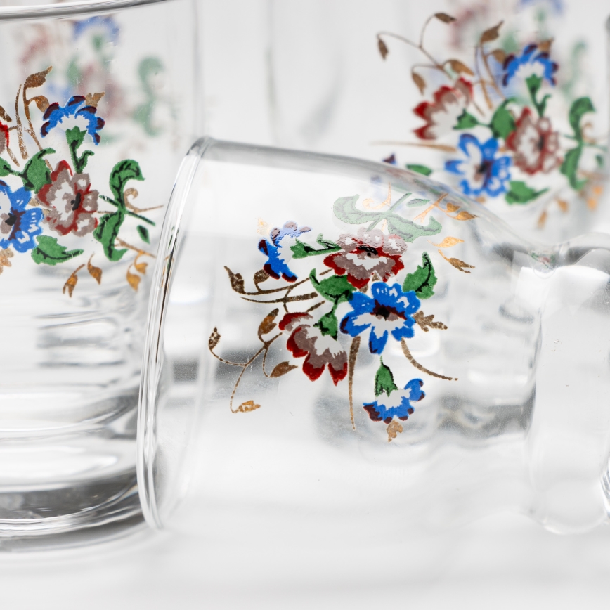 Set 6x Likörglas klar - Blumenmuster Nr. 5