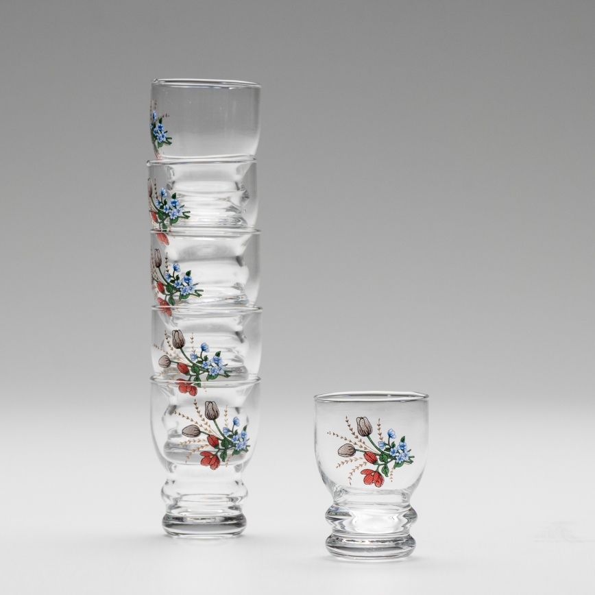 Set 6x Likörglas klar - Blumenmuster Nr. 6