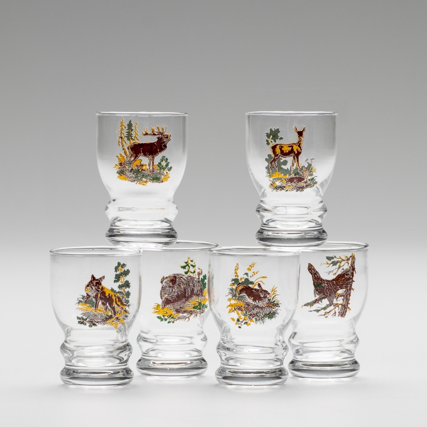 Set 6x Likörglas klar - Jagdmotiv
