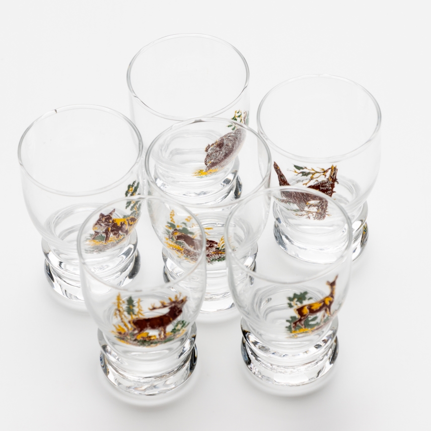 Set 6x Likörglas klar - Jagdmotiv