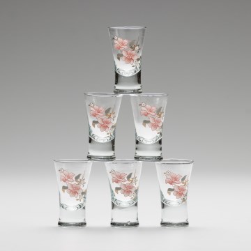 Set 6x Likörglas mit Blumenstrauß-Motiv Nr. 2