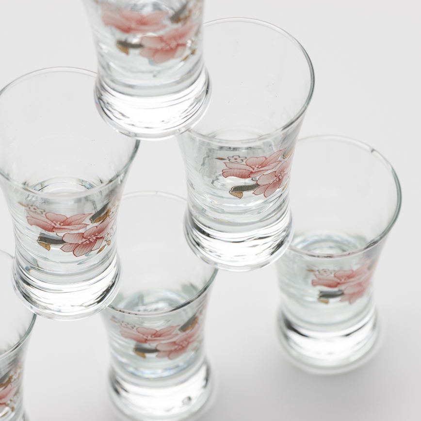 Set 6x Likörglas mit Blumenstrauß-Motiv Nr. 2
